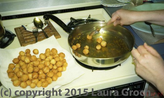 Deep-frying struffoli